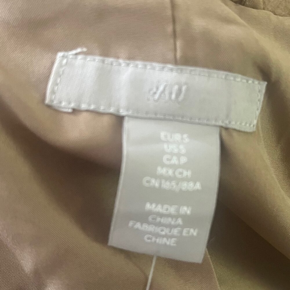H&M Women Pea Coat Camel Sz Small Lined pockets collar Button down pockets - Picture 6 of 10